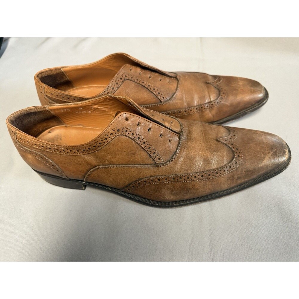 Broletto Wingtip Oxford Shoes Mens Size 11.5M  Brown Leather Lace Up Italy